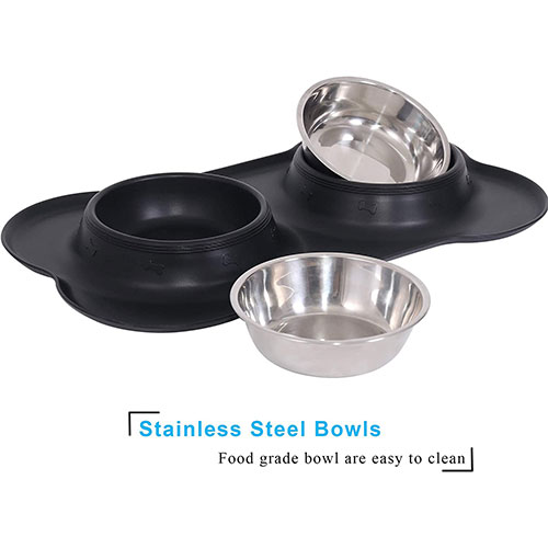 Dog Bowls With Silicone Mat (4)
